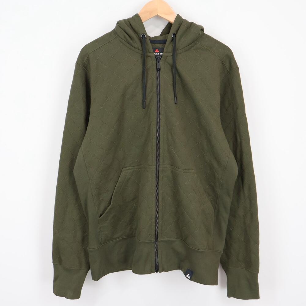 American Giant Men's Diamond Stitch Classic Full Zip Deep Olive Large NWOT